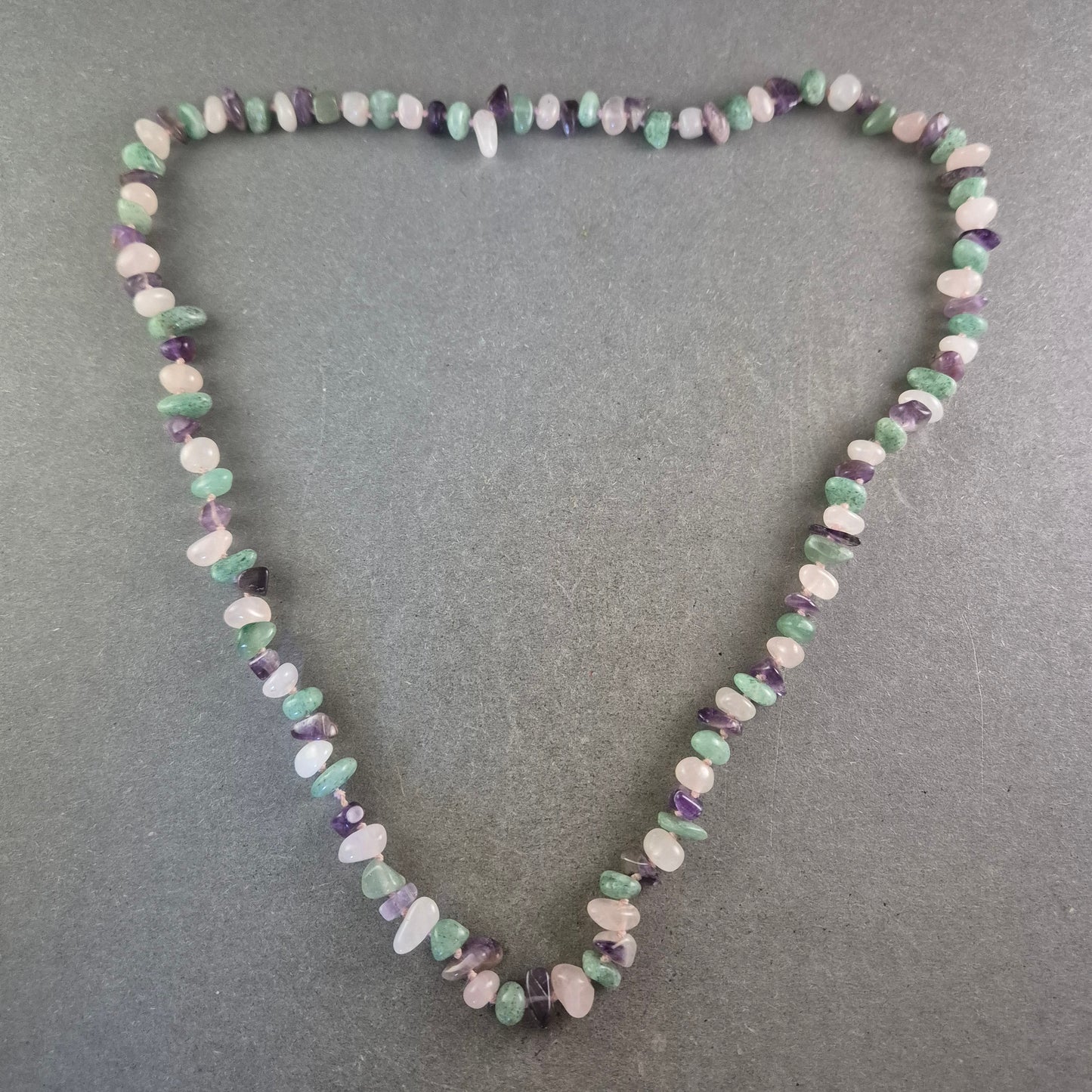 Edelstein Halskette mit Splittern – Aventurin, Rosenquarz & Amethyst