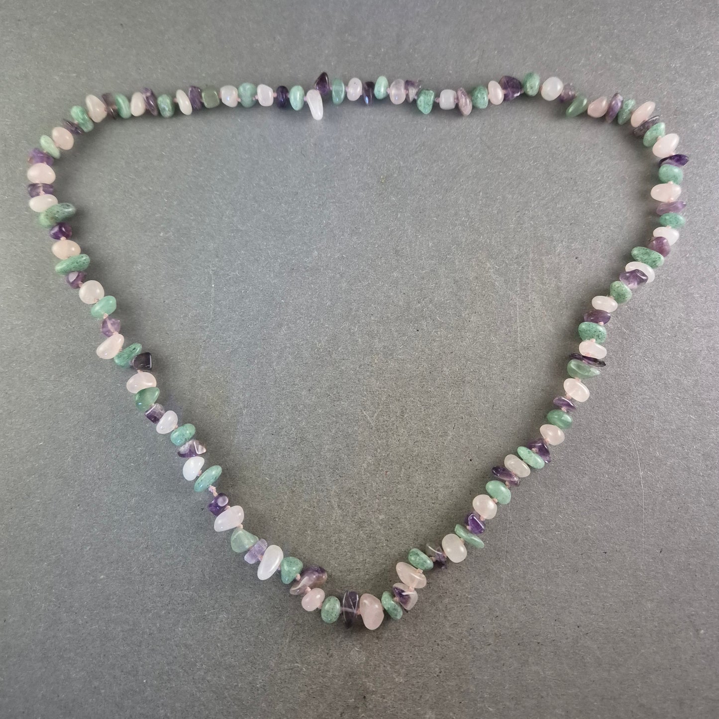 Edelstein Halskette mit Splittern – Aventurin, Rosenquarz & Amethyst