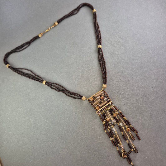 Exotische Damen Kette mit Perlen und Anhängern – Ethno Stil