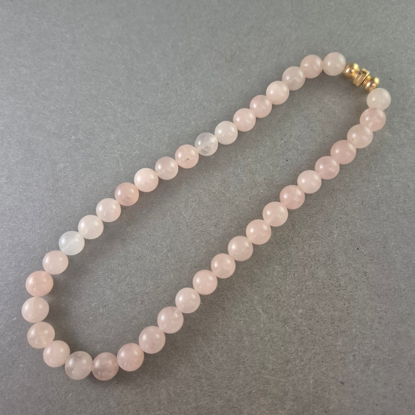 Damen Halskette – Rosenquarz Kugelperlen