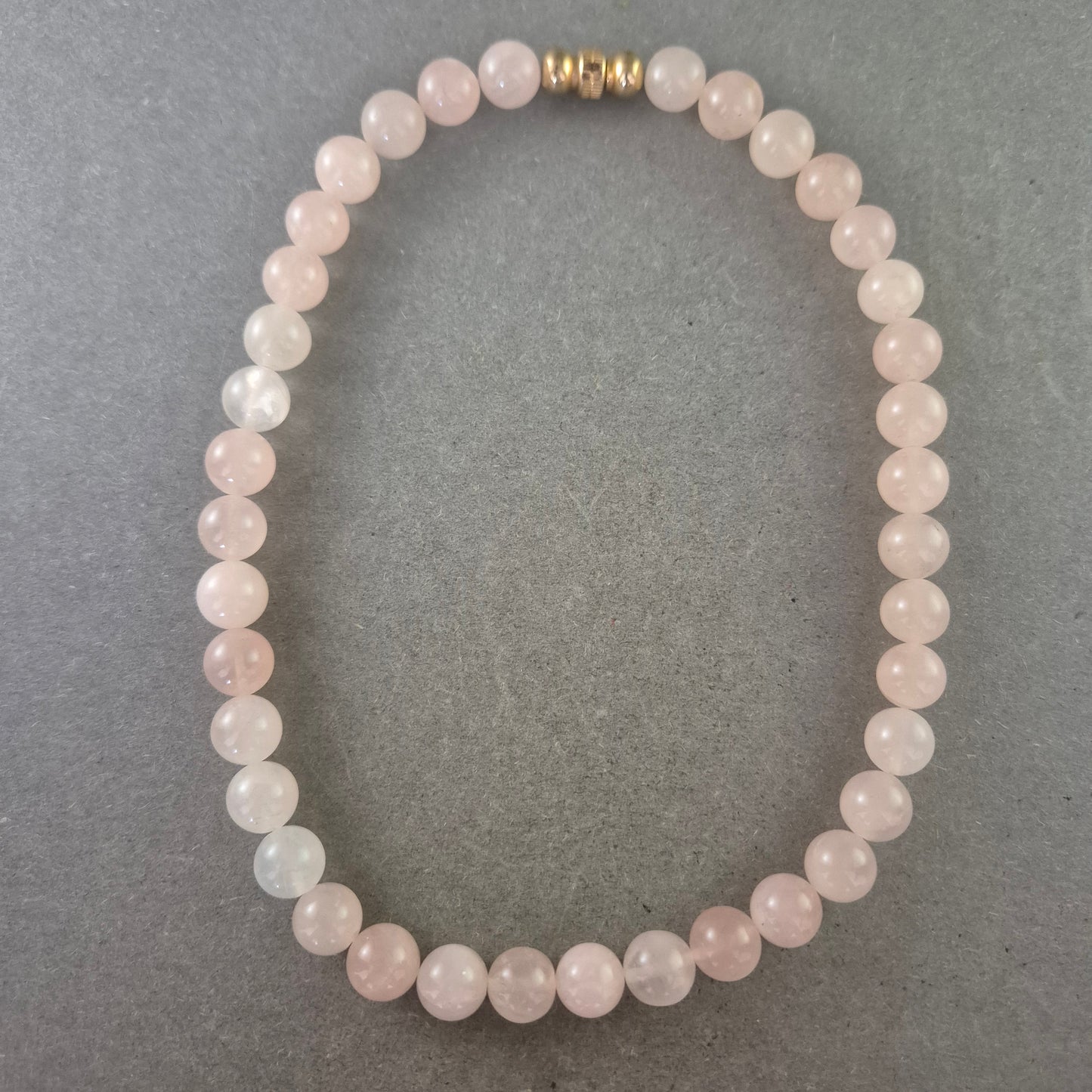 Damen Halskette – Rosenquarz Kugelperlen