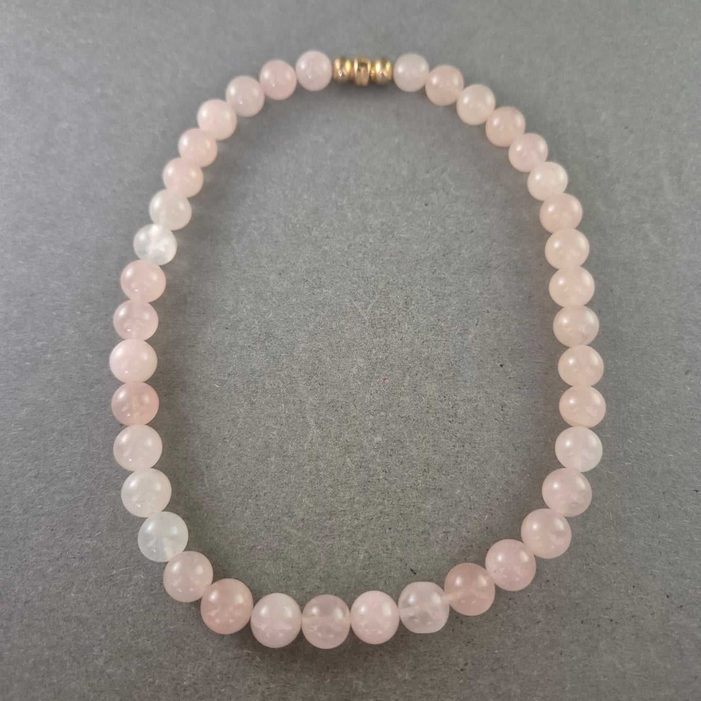 Damen Halskette – Rosenquarz Kugelperlen