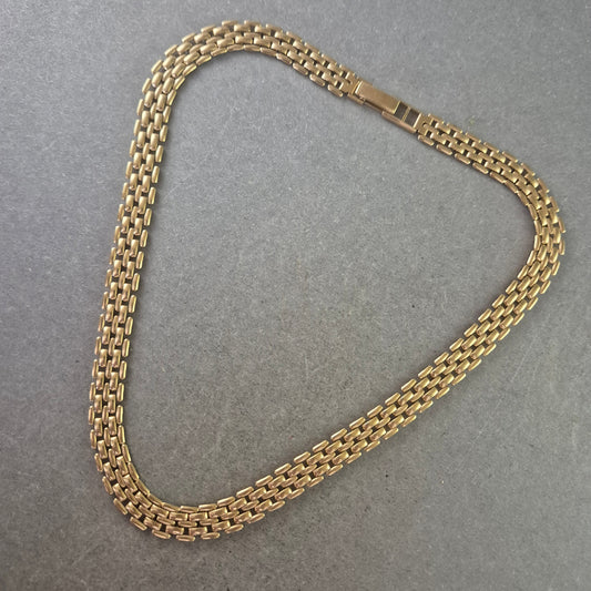 Elegante Damen Halskette goldfarben – Doppelreihiges Gliederdesign