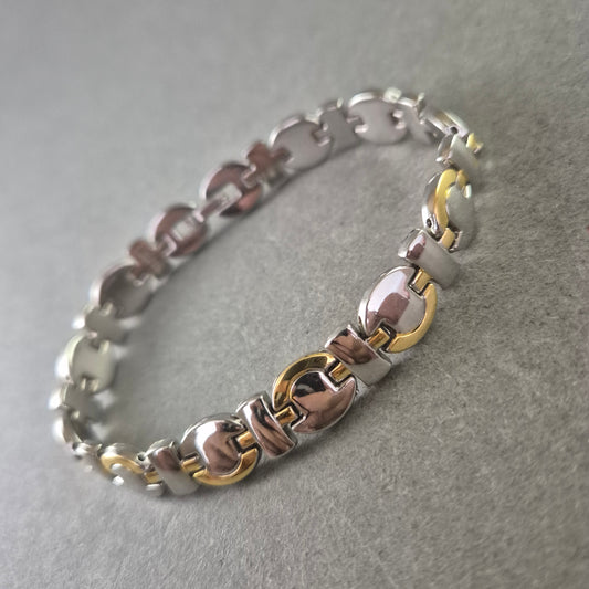 Unisex Armband Edelstahl – Silber Gold Optik, modernes Design