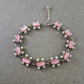 Elegantes Silber Armband mit rosa Cabochons und Perlen – Vintage Look