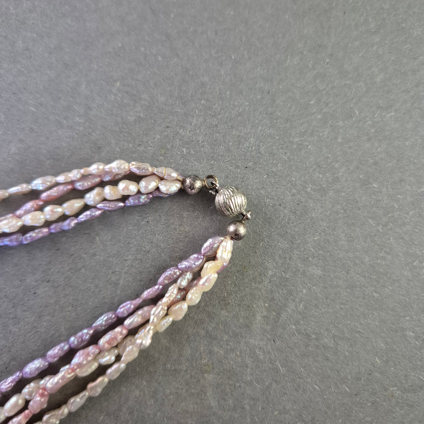 Damen Kette Mehrreihige Süßwasserperlen in Rosa & Weiß 835 Silberverschluss