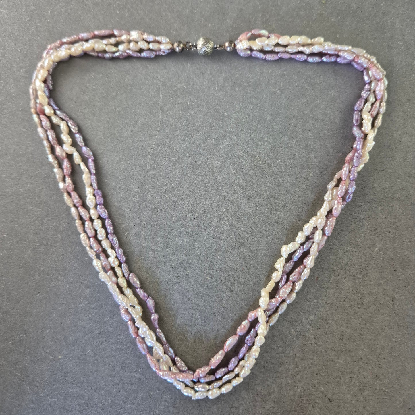 Damen Kette Mehrreihige Süßwasserperlen in Rosa & Weiß 835 Silberverschluss