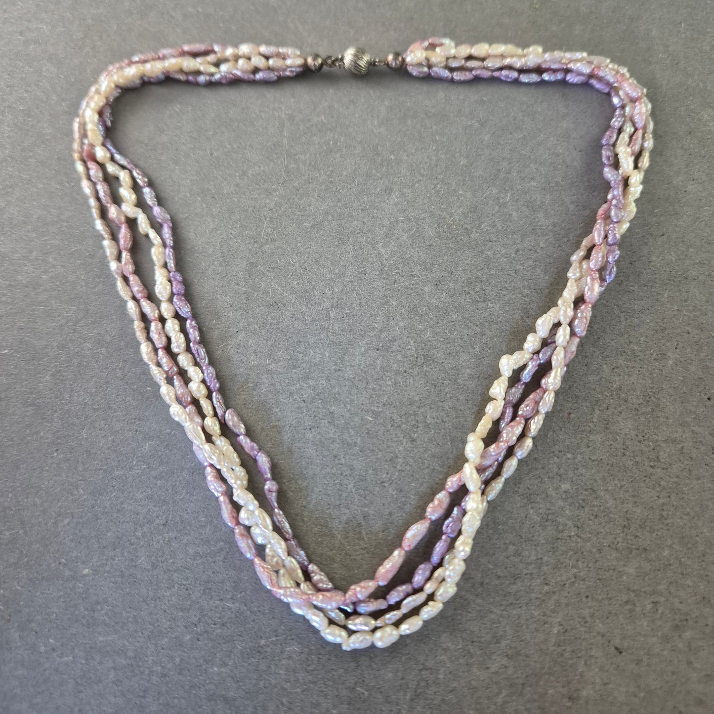 Damen Kette Mehrreihige Süßwasserperlen in Rosa & Weiß 835 Silberverschluss