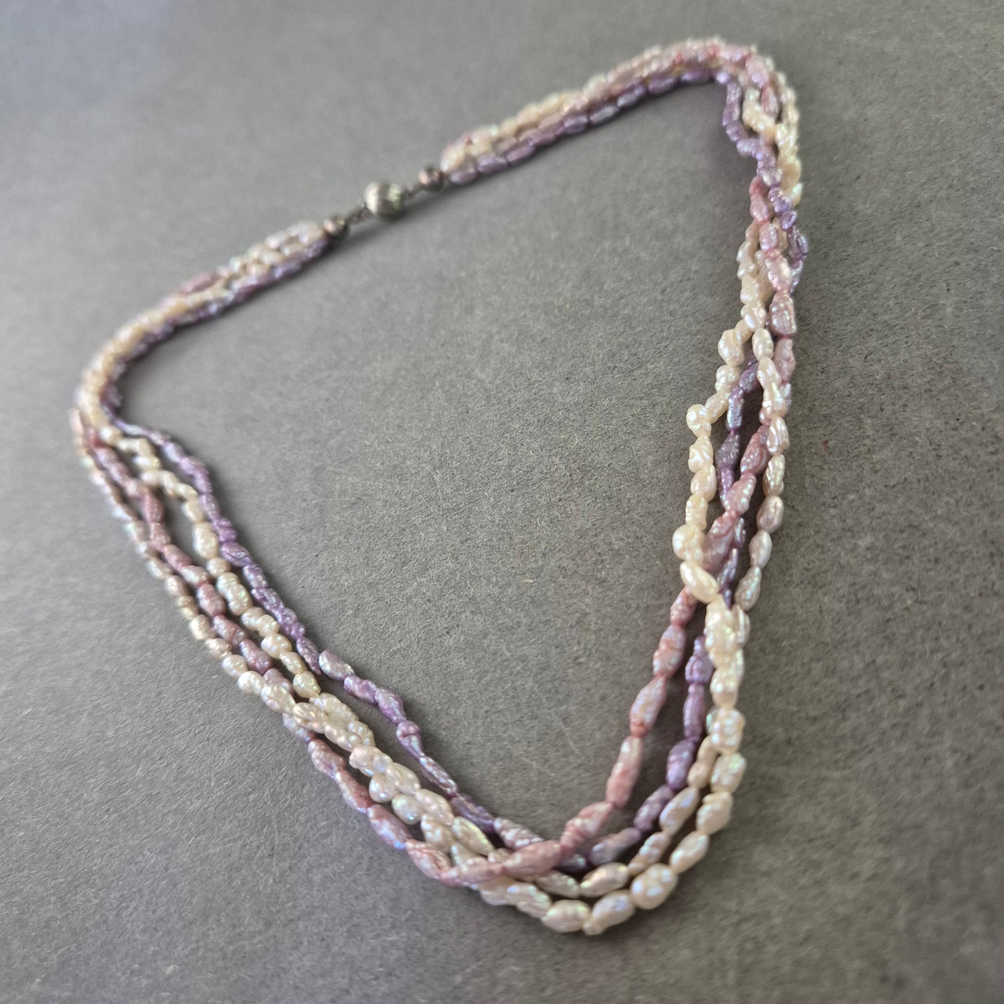 Damen Kette Mehrreihige Süßwasserperlen in Rosa & Weiß 835 Silberverschluss