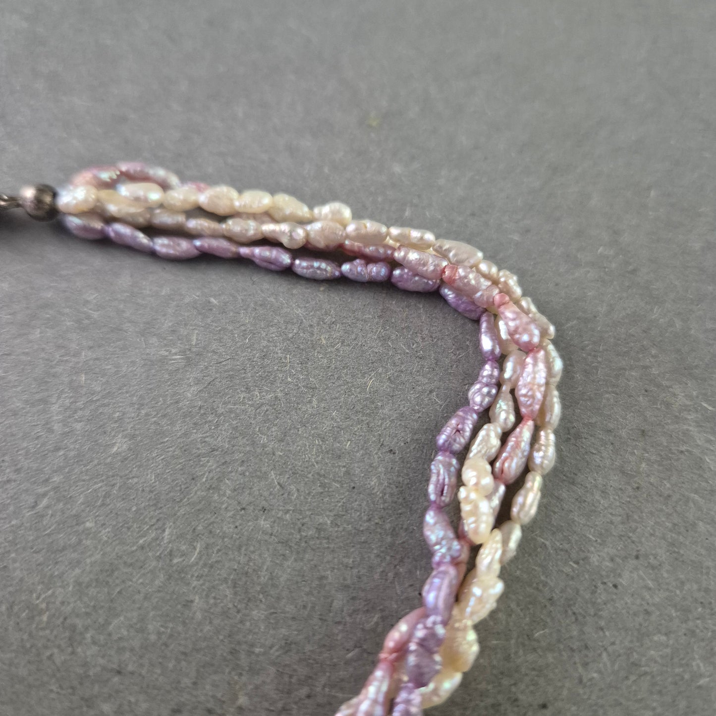Damen Kette Mehrreihige Süßwasserperlen in Rosa & Weiß 835 Silberverschluss