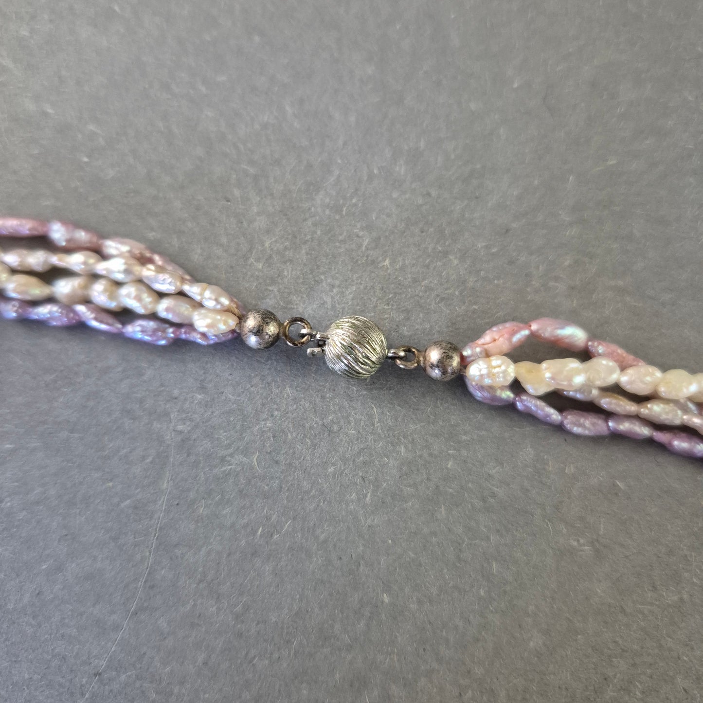 Damen Kette Mehrreihige Süßwasserperlen in Rosa & Weiß 835 Silberverschluss