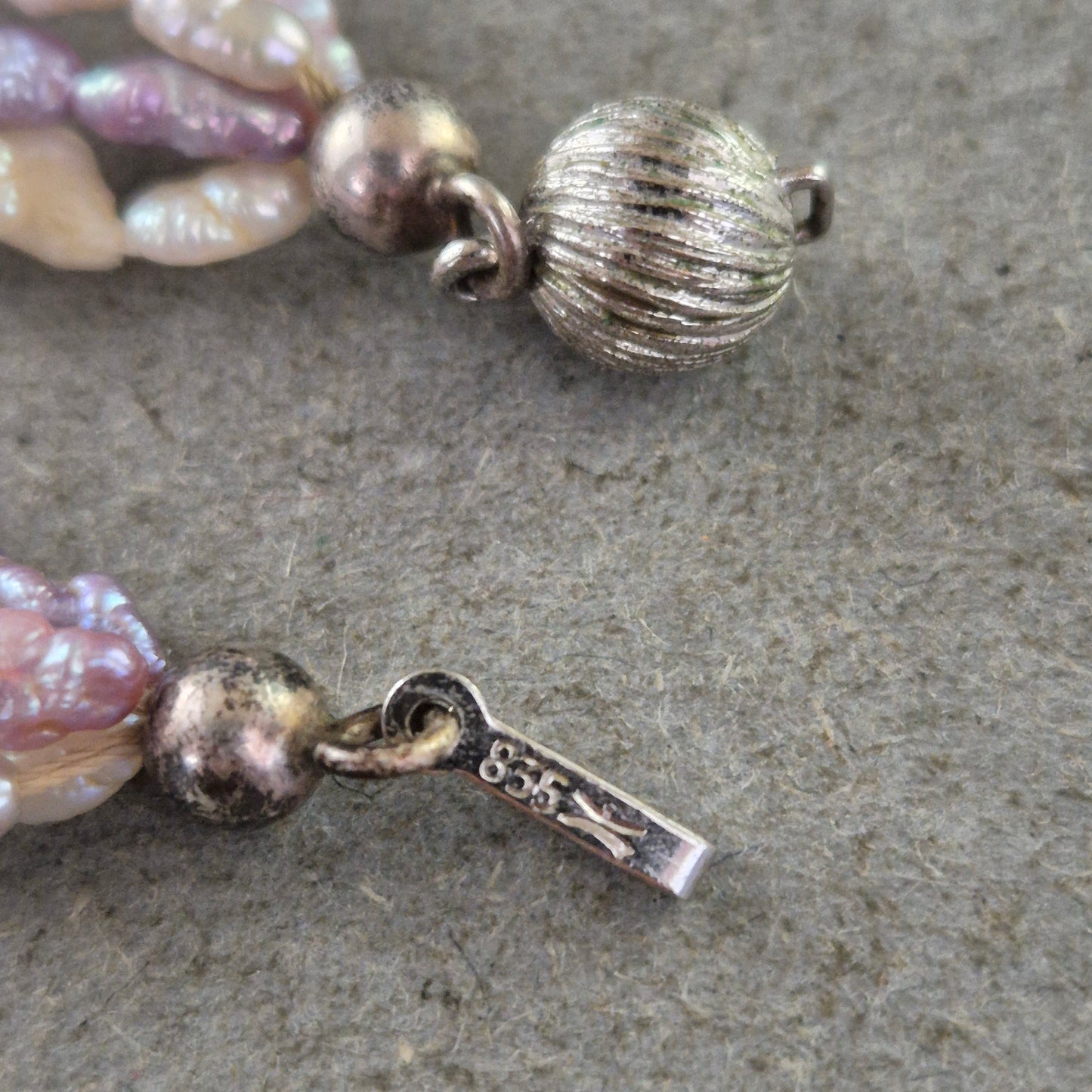 Damen Kette Mehrreihige Süßwasserperlen in Rosa & Weiß 835 Silberverschluss