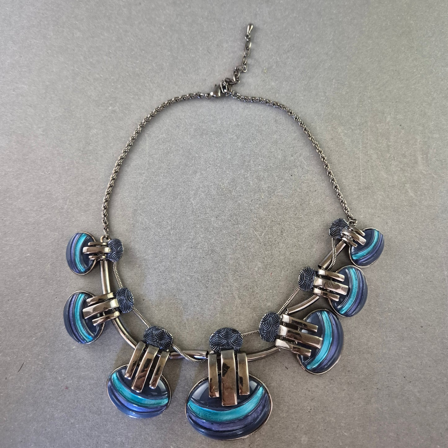 Damen Kette – Statement Halskette mit blauen Anhängern