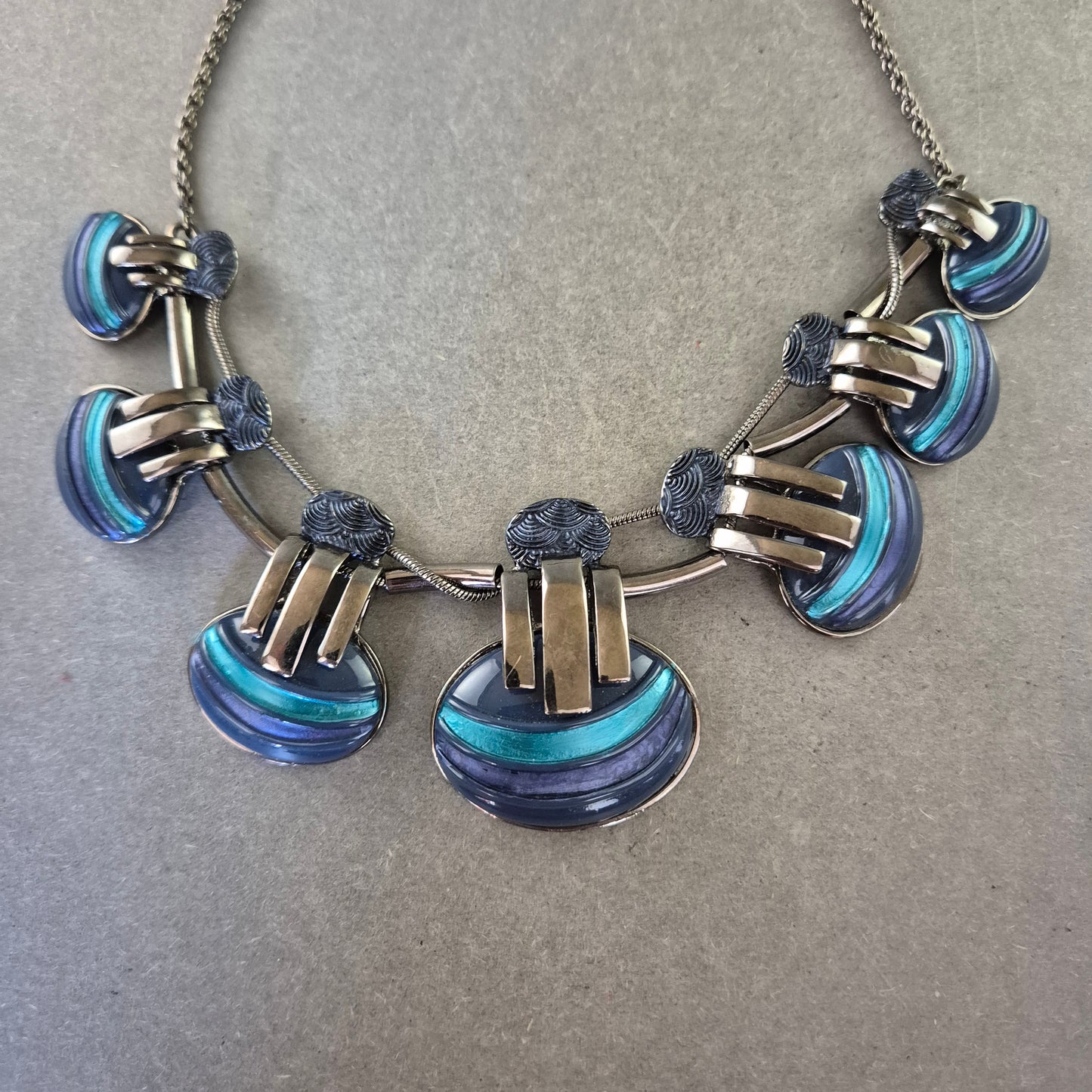 Damen Kette – Statement Halskette mit blauen Anhängern