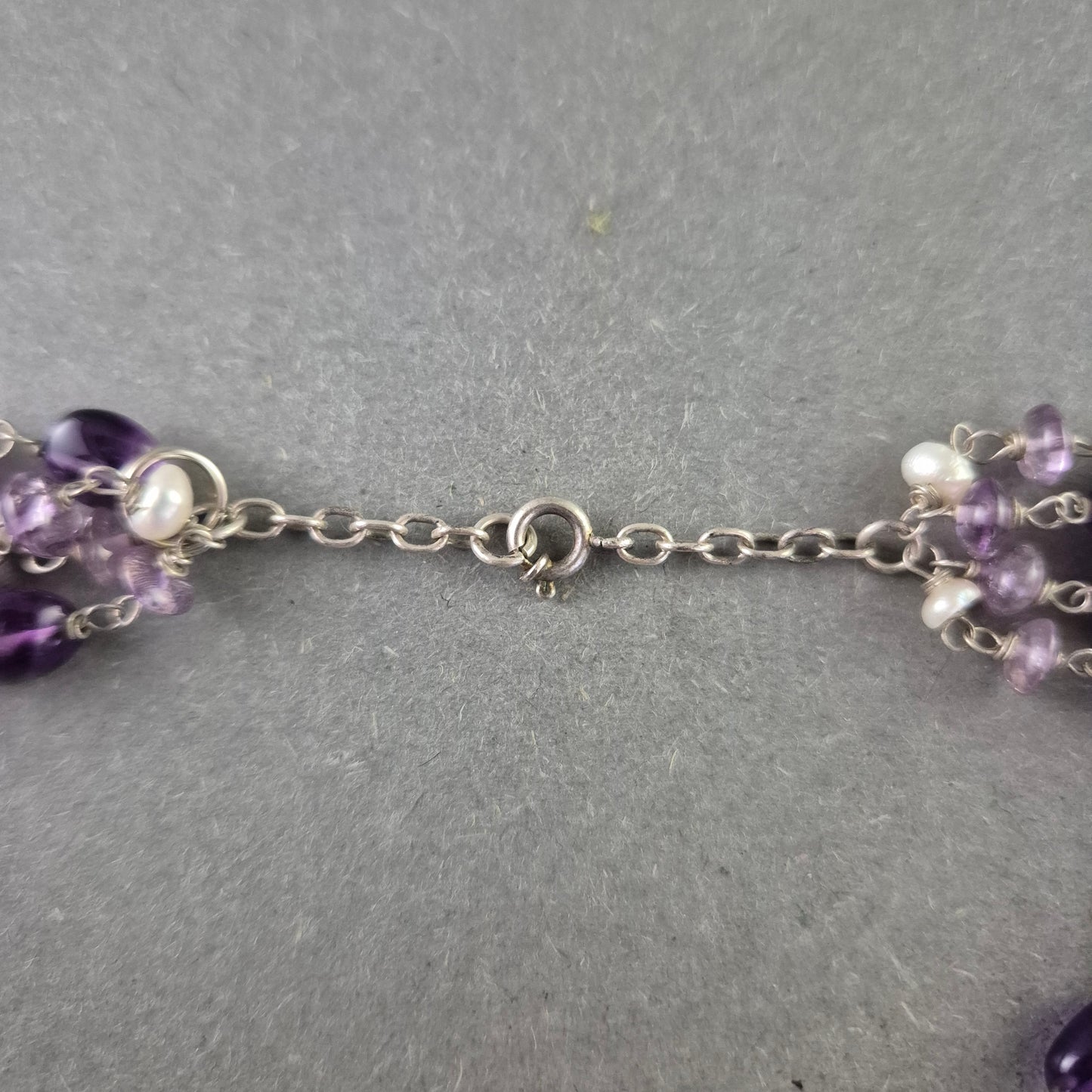 Damen Kette – Mehrreihige Amethyst & Perlen Edelsteinkette