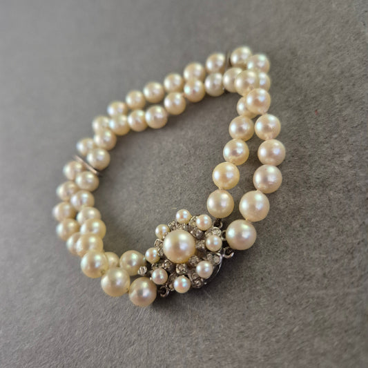 Elegante Perlenkette mit Doppelstrang und Silberverschluss – Klassisches Design