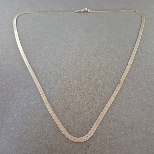 Klassische Silber Halskette – Flachpanzer Design, ca. 45 cm