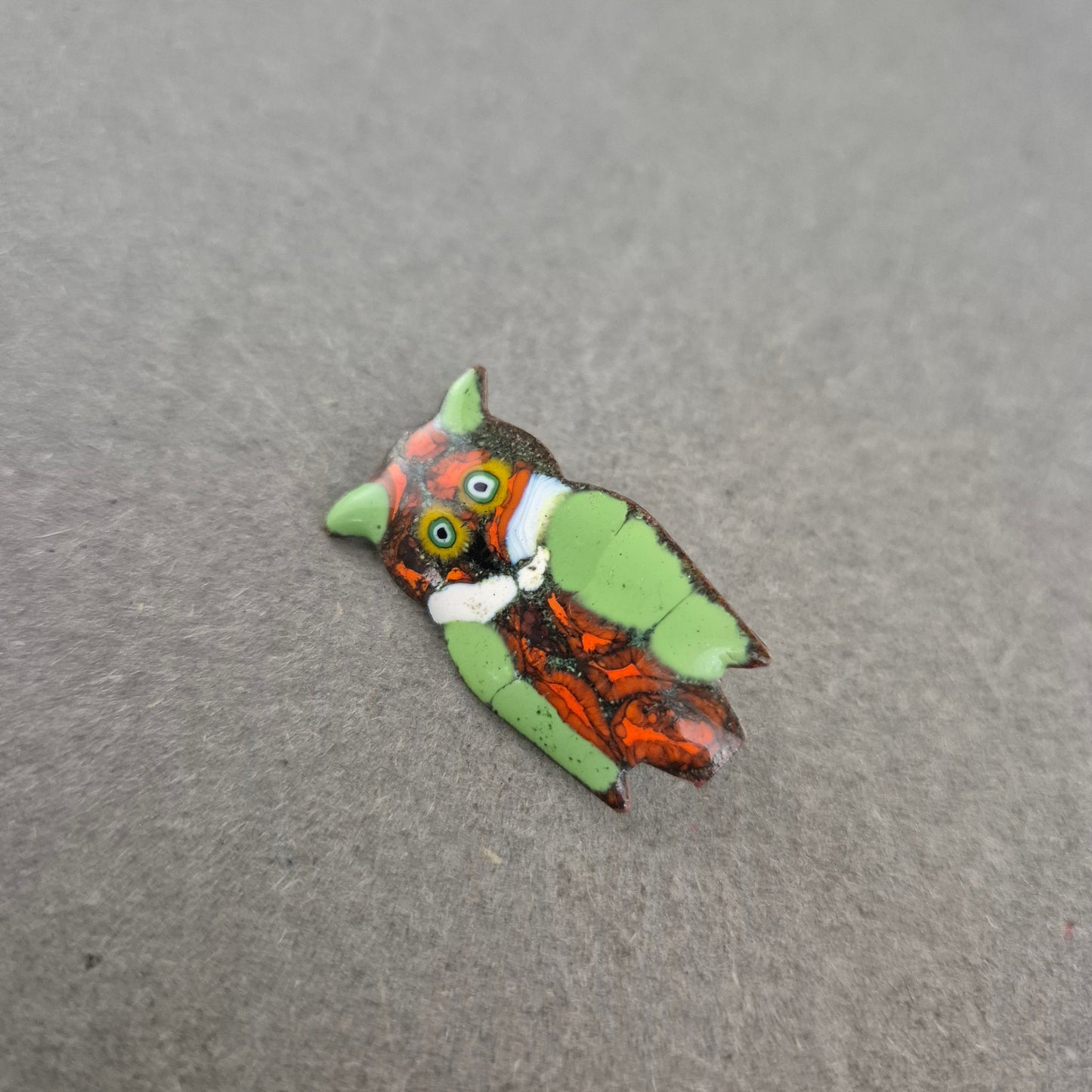 Vintage Brosche Eule – Handbemalt im Retro Stil