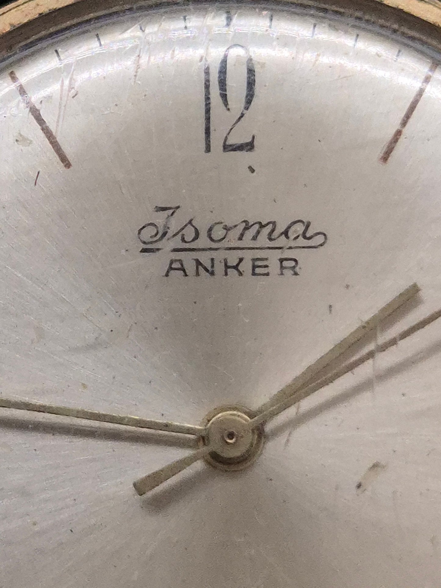 Vintage Isoma Herren Uhr mit Lederband und Münz-Applikation