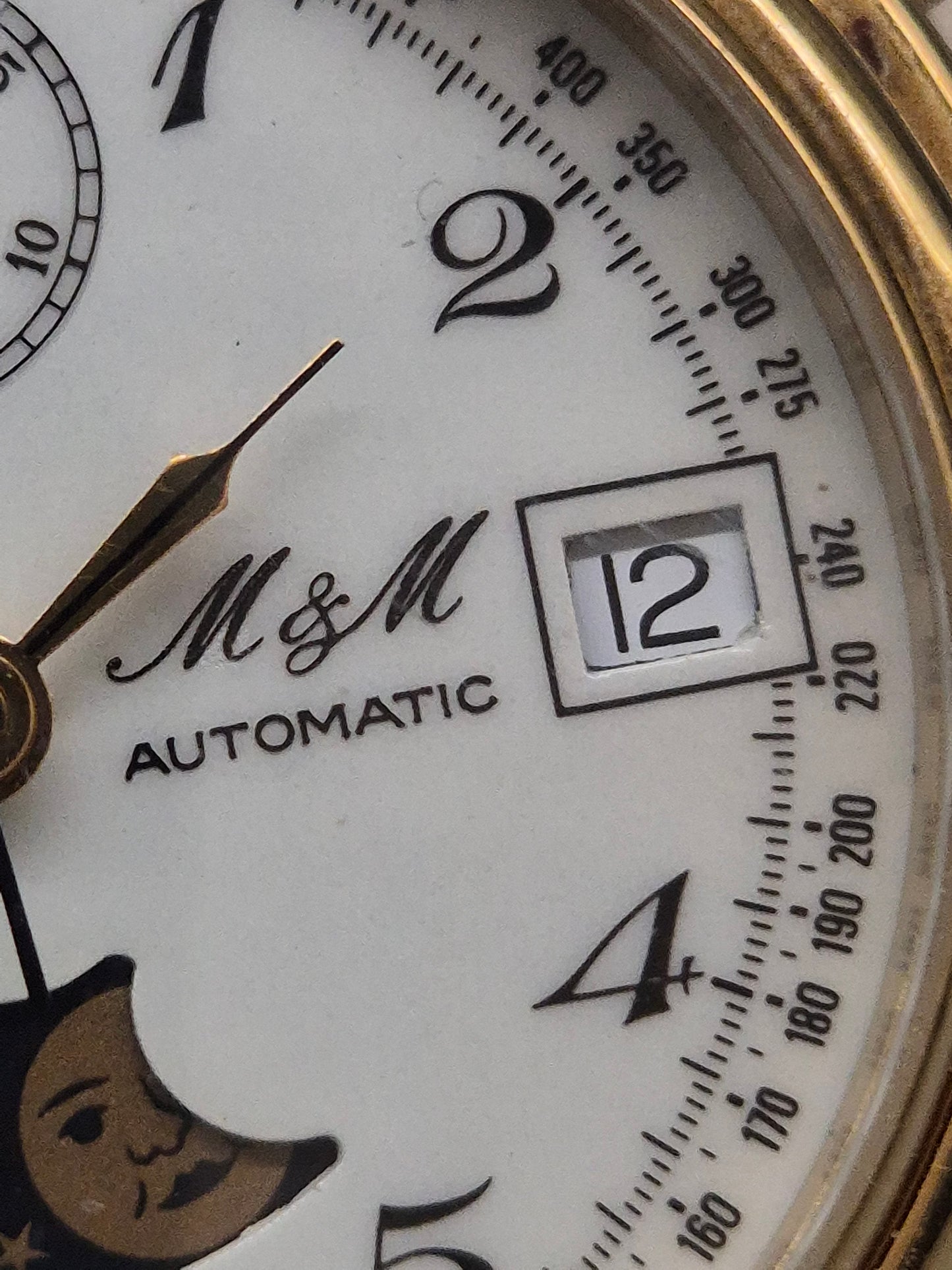 Eleganter M&M Automatic Herren Uhr mit Chronograph und Mondphase