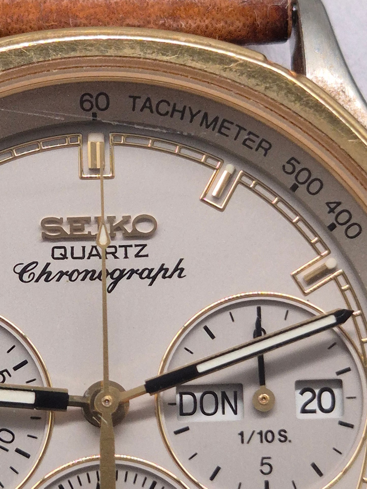 Seiko Quartz Chronograph – 7A38‑718L mit Vintage Lederband & Tachymeter