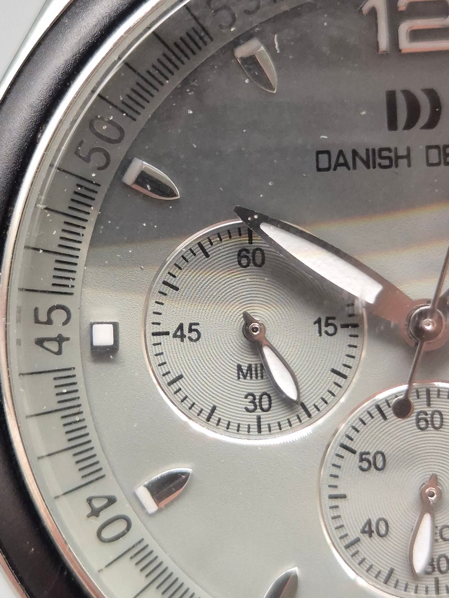 Uhr Danish Design Herren Chronograph Edelstahl schwarzes Kautschukband