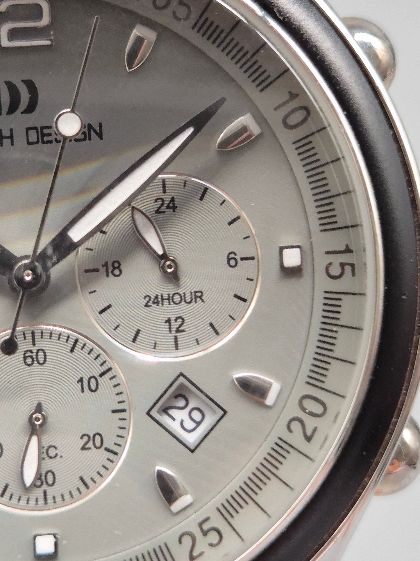 Uhr Danish Design Herren Chronograph Edelstahl schwarzes Kautschukband