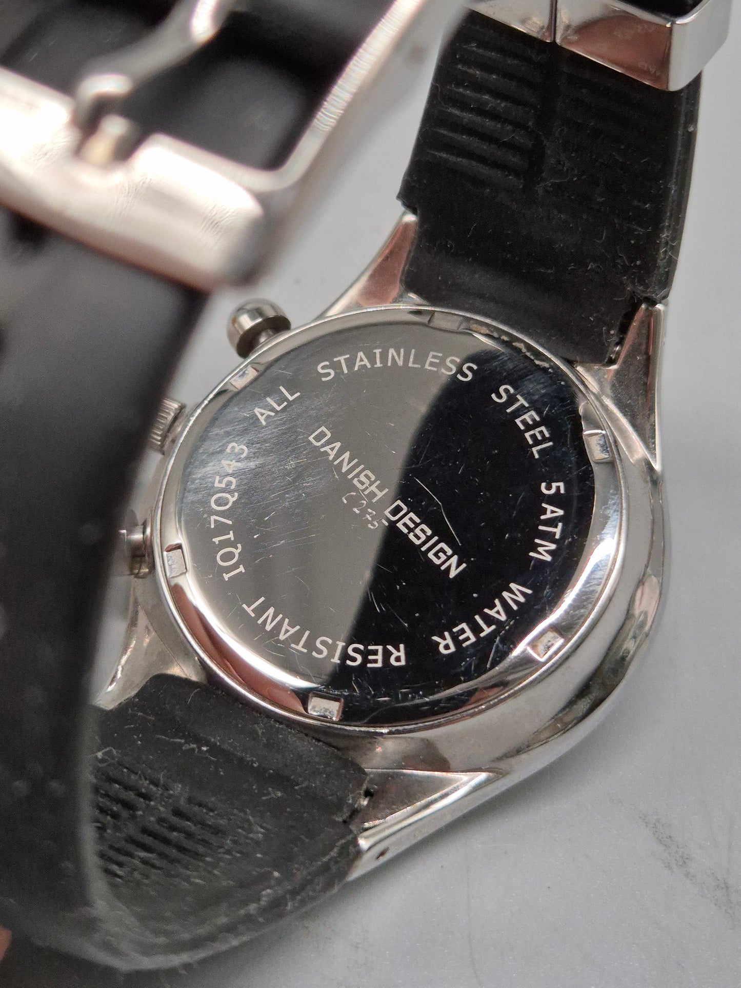 Uhr Danish Design Herren Chronograph Edelstahl schwarzes Kautschukband