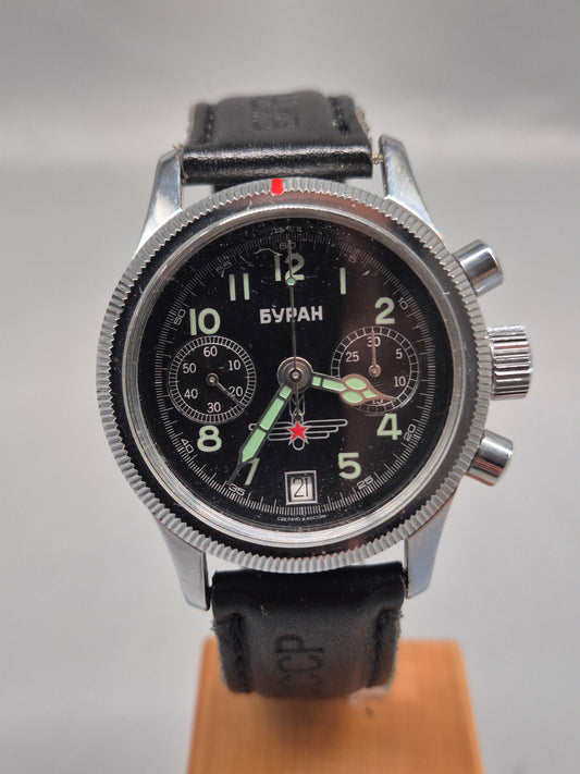 Buran Herren Uhr – Mechanischer Flugchronograph mit Leuchtziffern