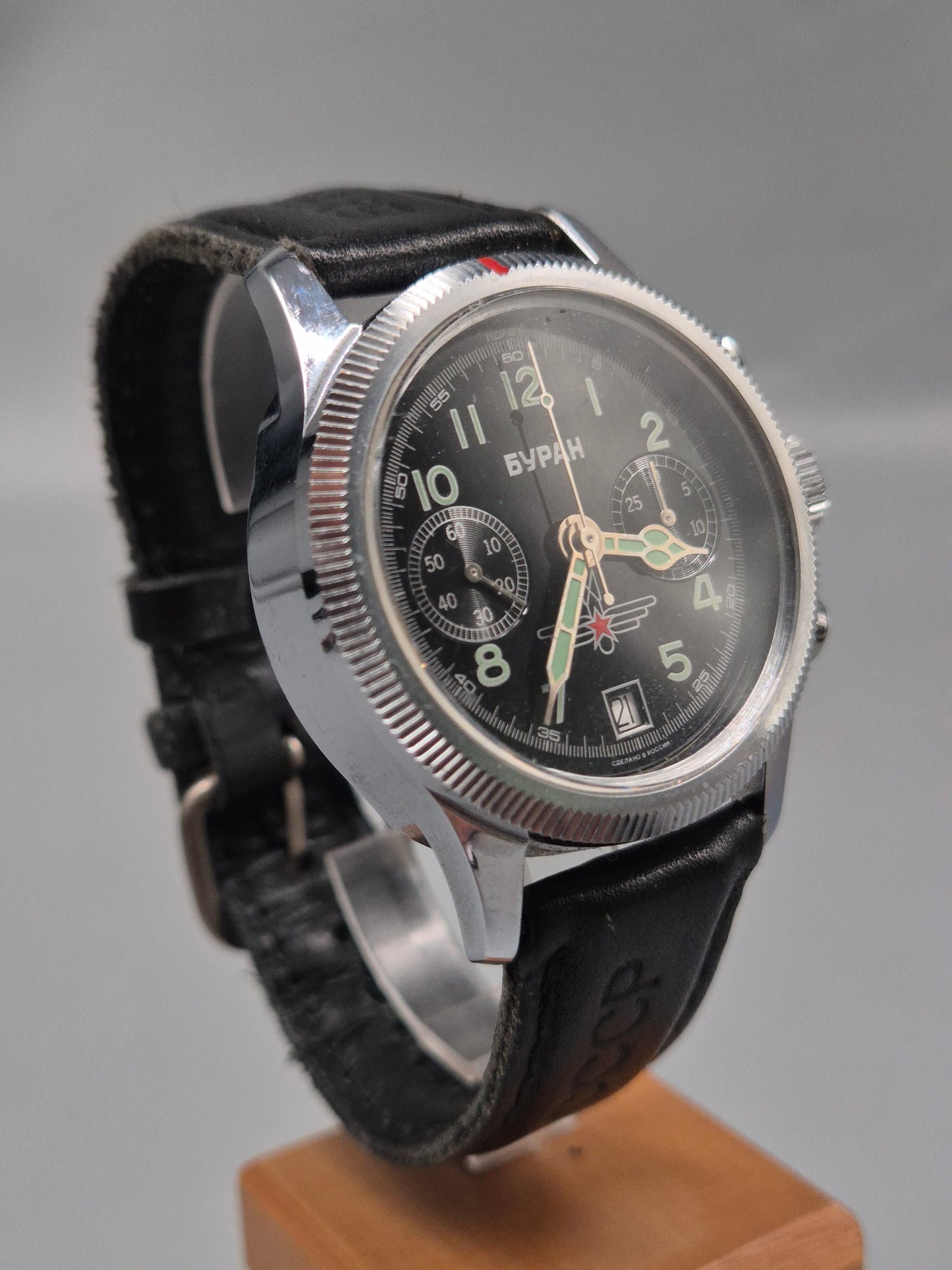 Buran Herren Uhr – Mechanischer Flugchronograph mit Leuchtziffern