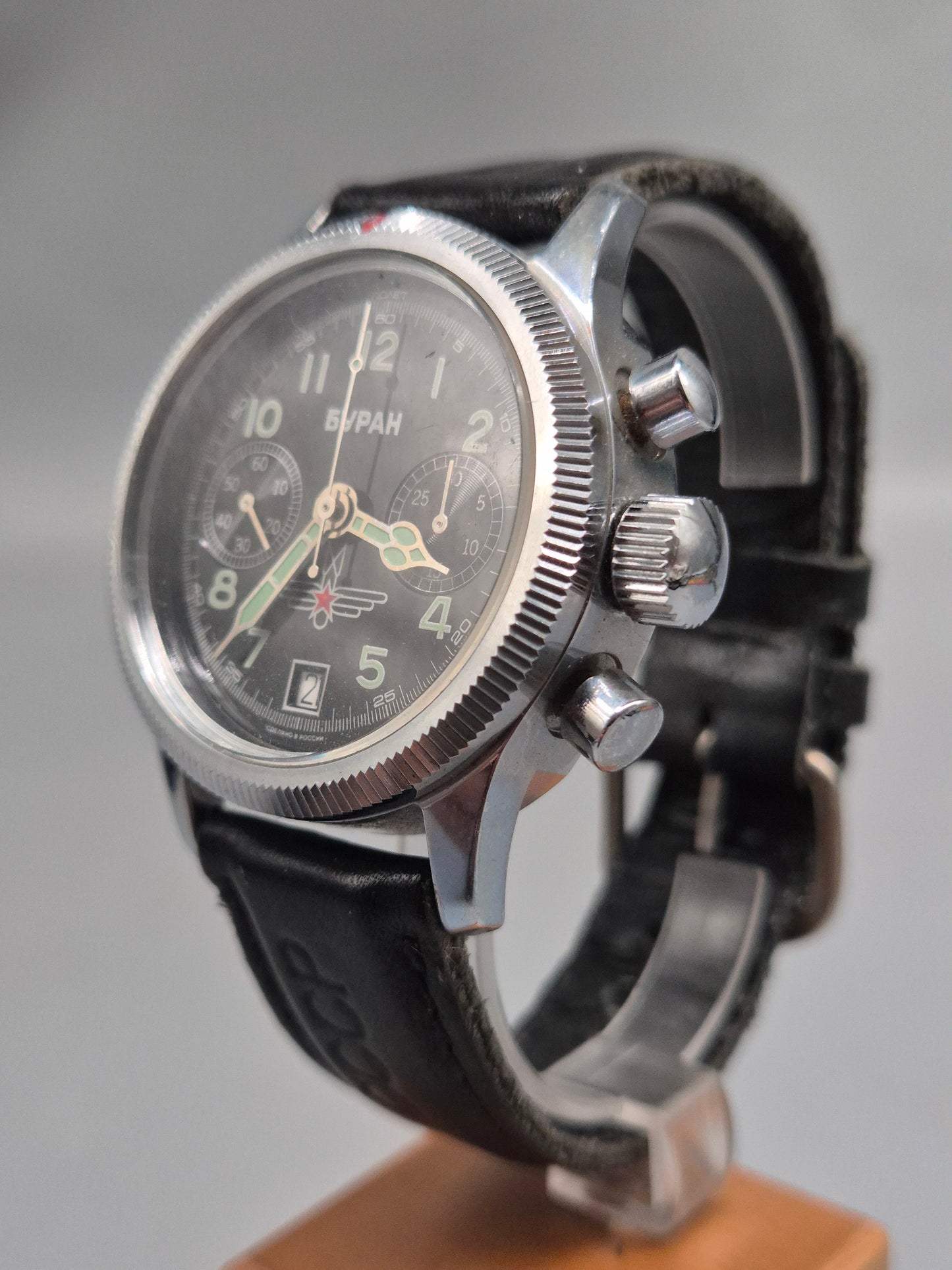 Buran Herren Uhr – Mechanischer Flugchronograph mit Leuchtziffern