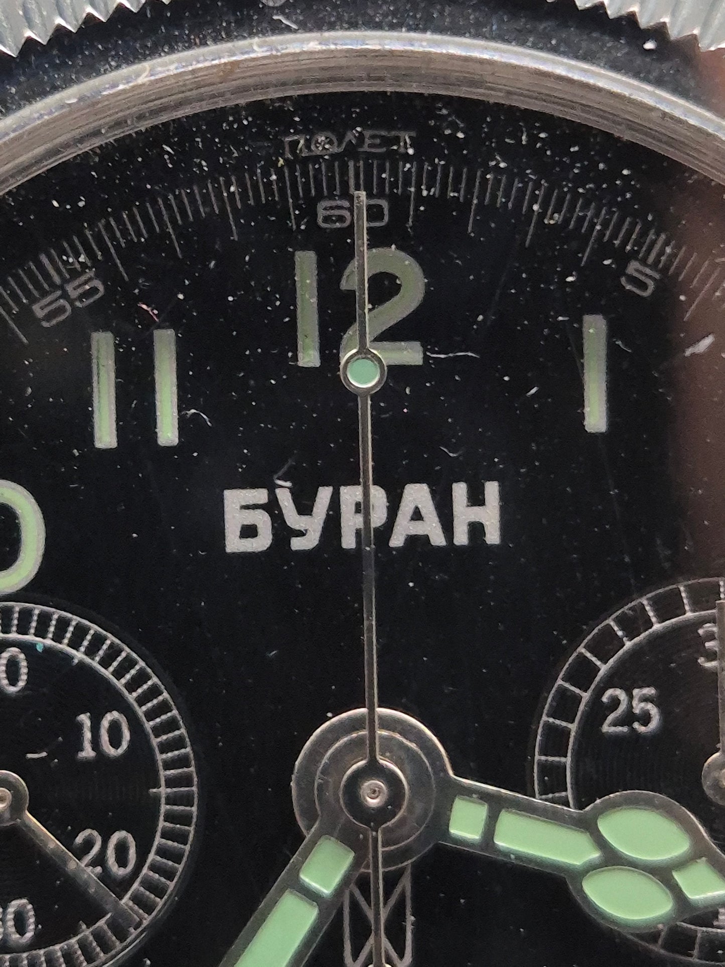 Buran Herren Uhr – Mechanischer Flugchronograph mit Leuchtziffern