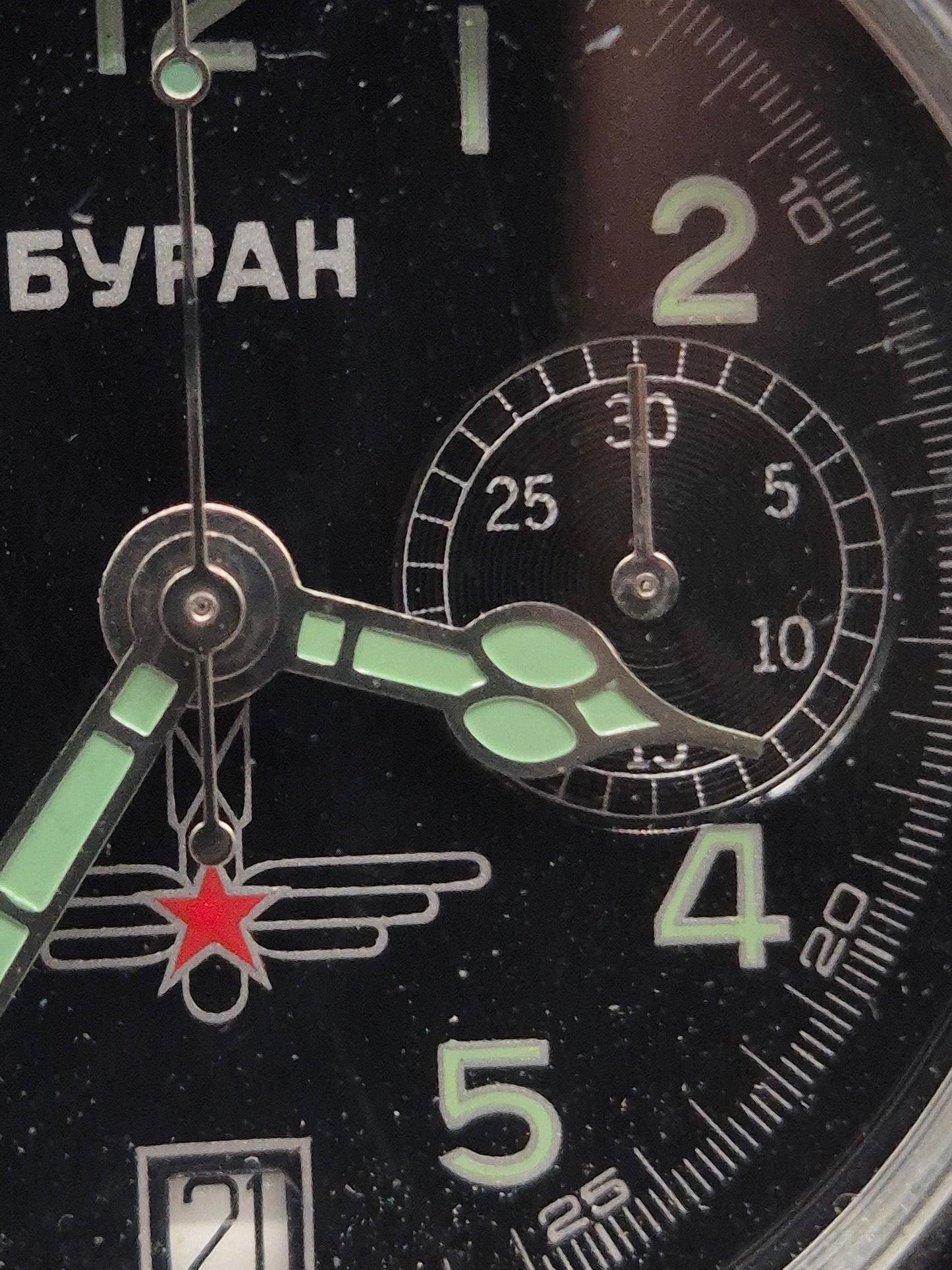Buran Herren Uhr – Mechanischer Flugchronograph mit Leuchtziffern