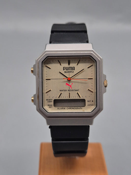 Puma Herren Uhr – Retro Quarzmodell mit Digitalanzeige