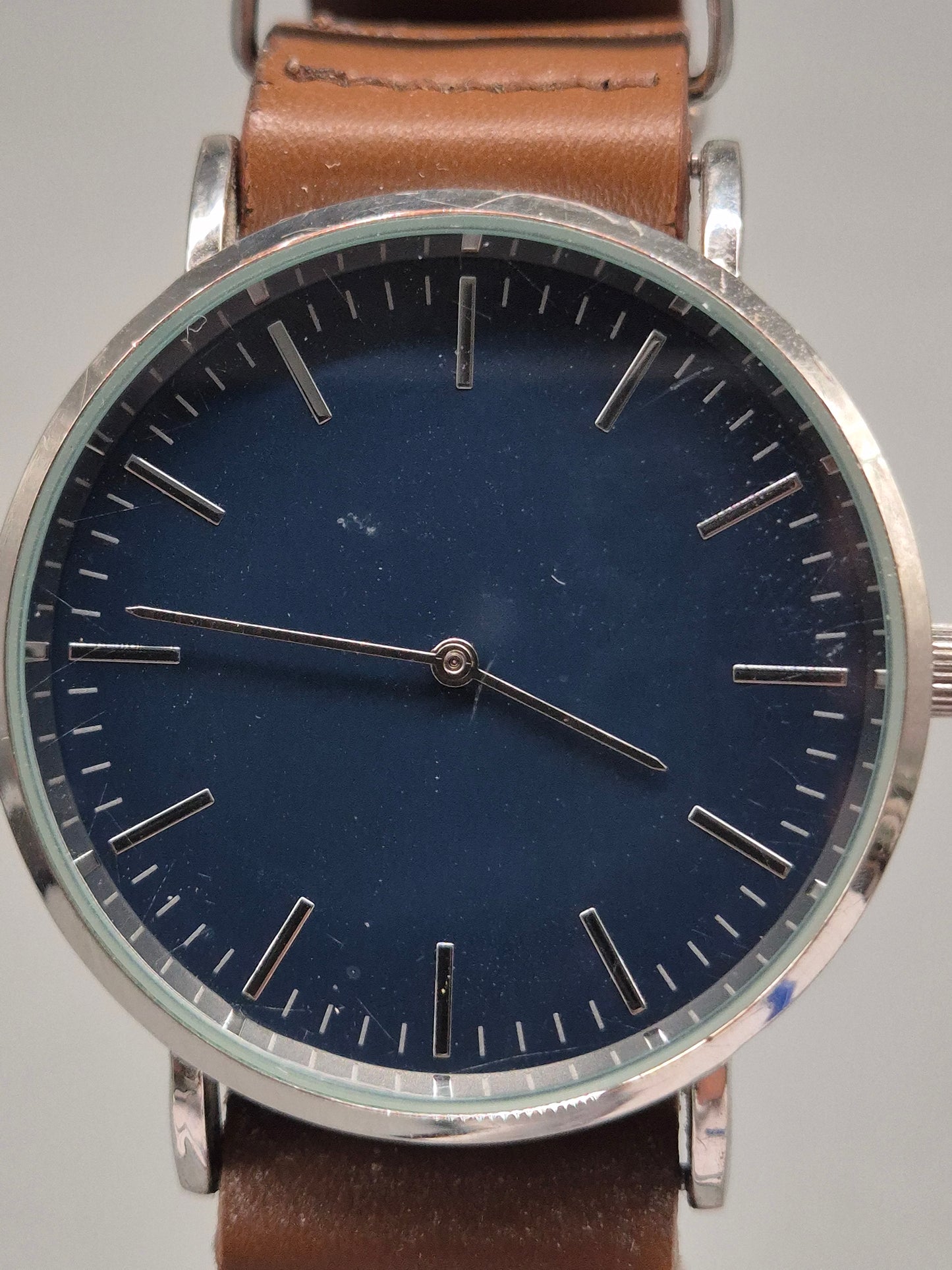 Krontaler Herren Uhr – Dunkelblaues Zifferblatt mit Lederarmband