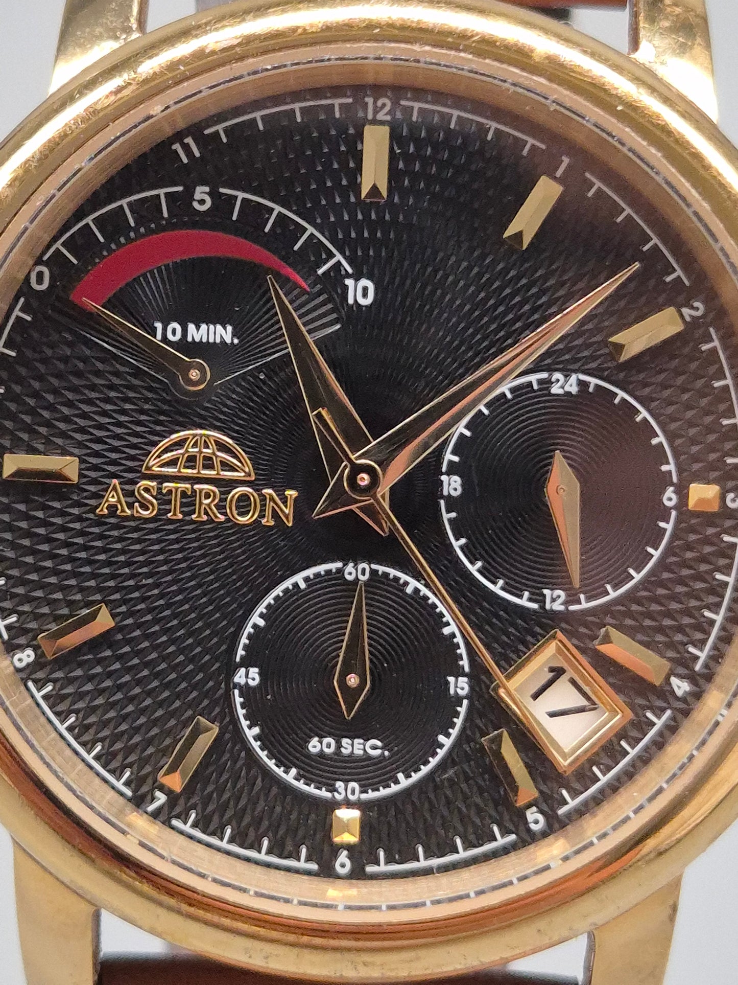 Astron Herren Uhr – Goldfarbene Quarzuhr mit Multifunktionsanzeige