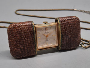 Antike Laco Damen Ketten‑Uhr – Vintage 17 Jewels im Lepidolite‑Schuber