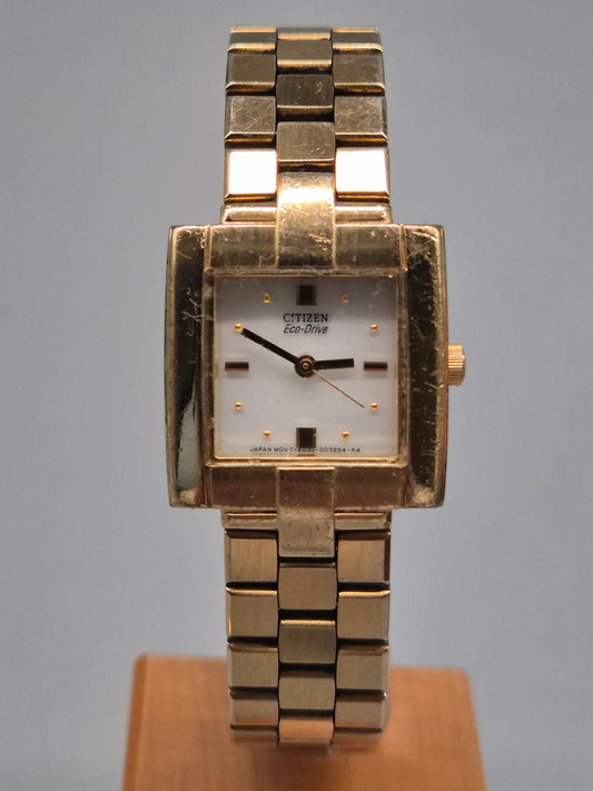 Citizen Eco‑Drive Damen Uhr – Quadratisches Gold‑Design