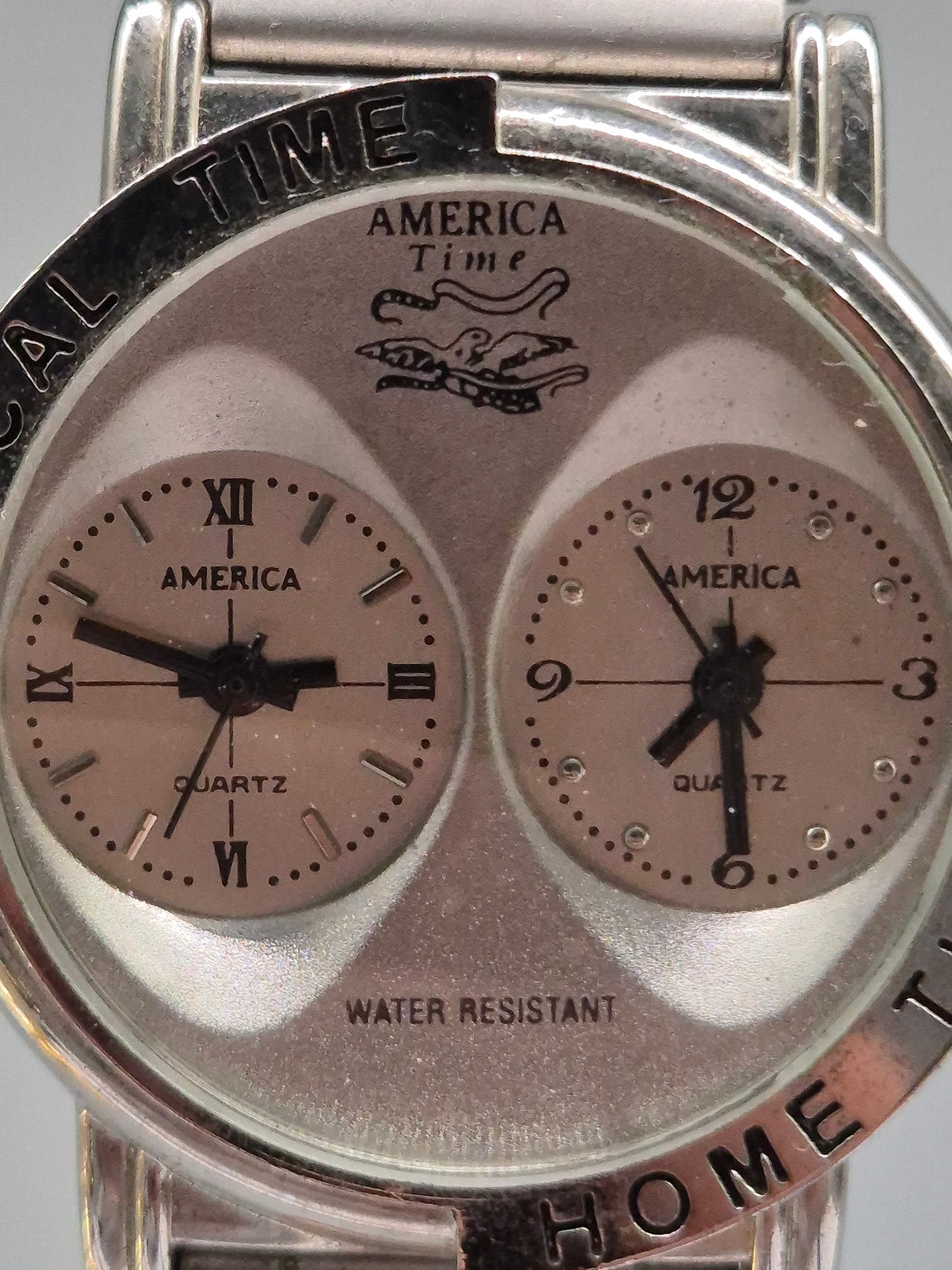 America Time Herren Uhr – Dualzeit mit Edelstahlband