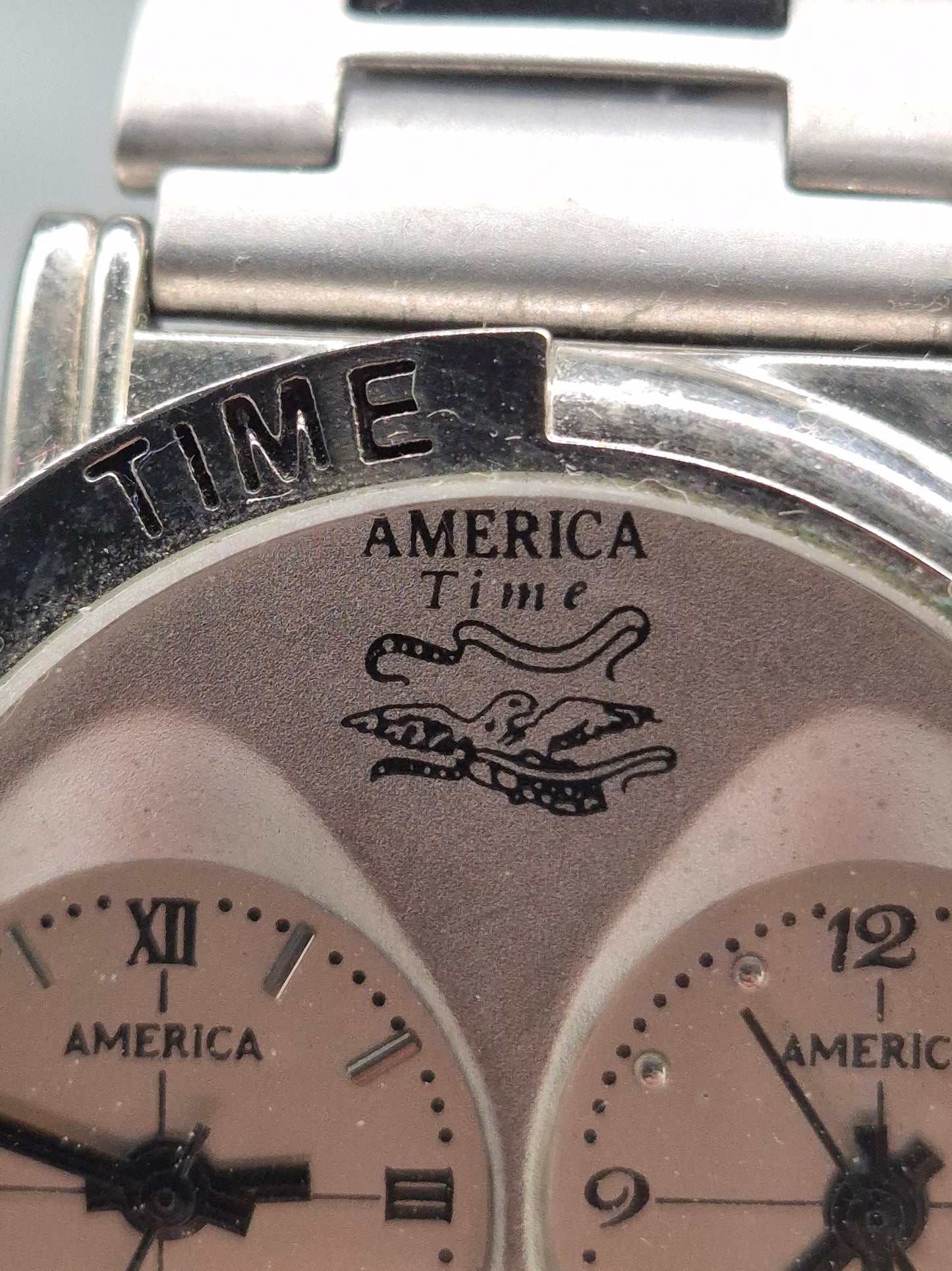 America Time Herren Uhr – Dualzeit mit Edelstahlband