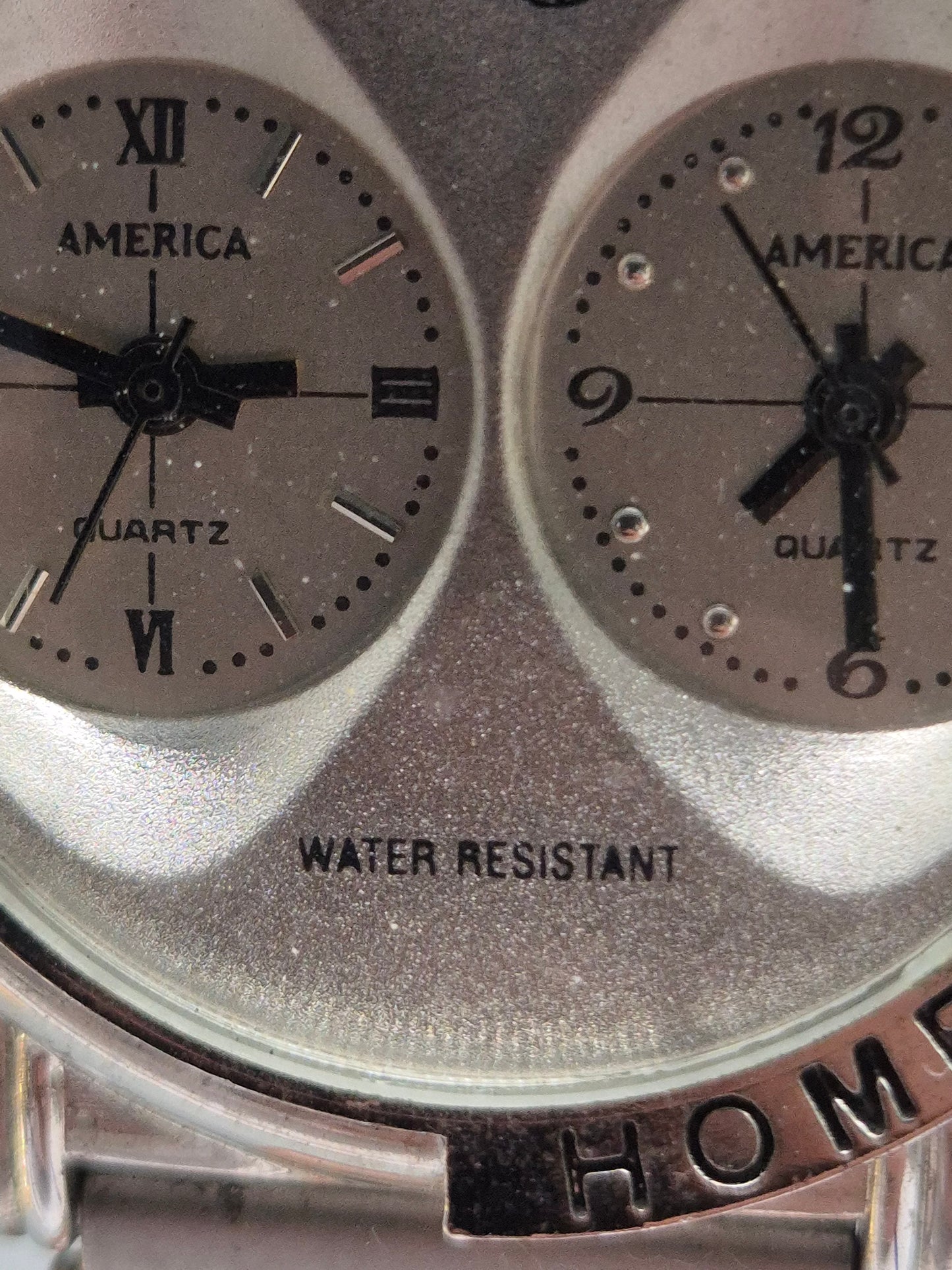 America Time Herren Uhr – Dualzeit mit Edelstahlband