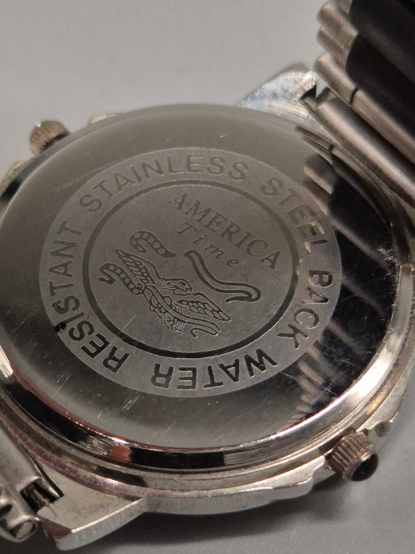 America Time Herren Uhr – Dualzeit mit Edelstahlband