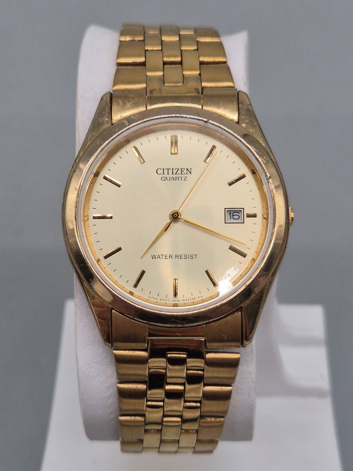 Citizen Herren Uhr – Gold‑Tone Quarz mit Datum, Vintage 5510er Serie