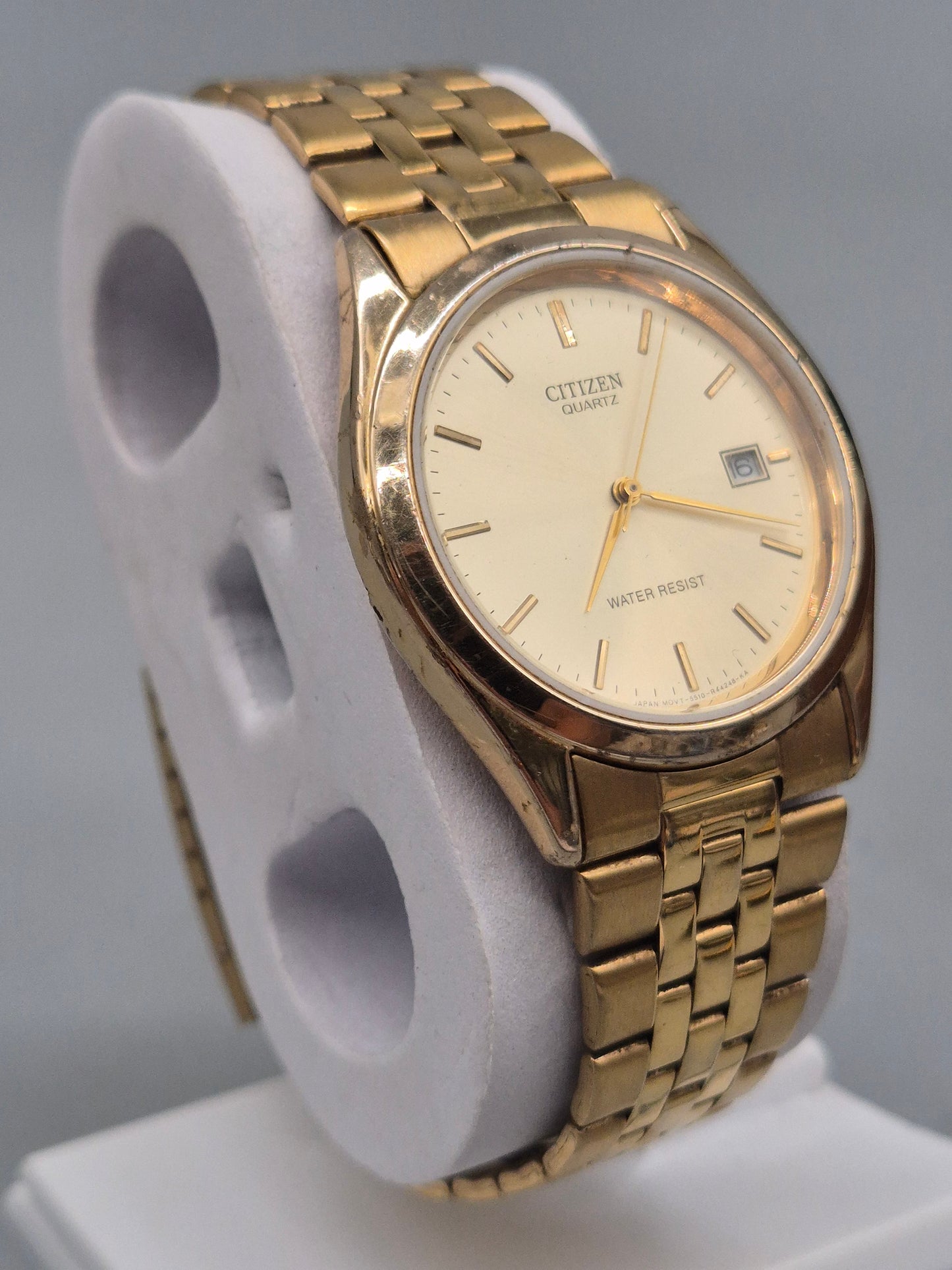 Citizen Herren Uhr – Gold‑Tone Quarz mit Datum, Vintage 5510er Serie