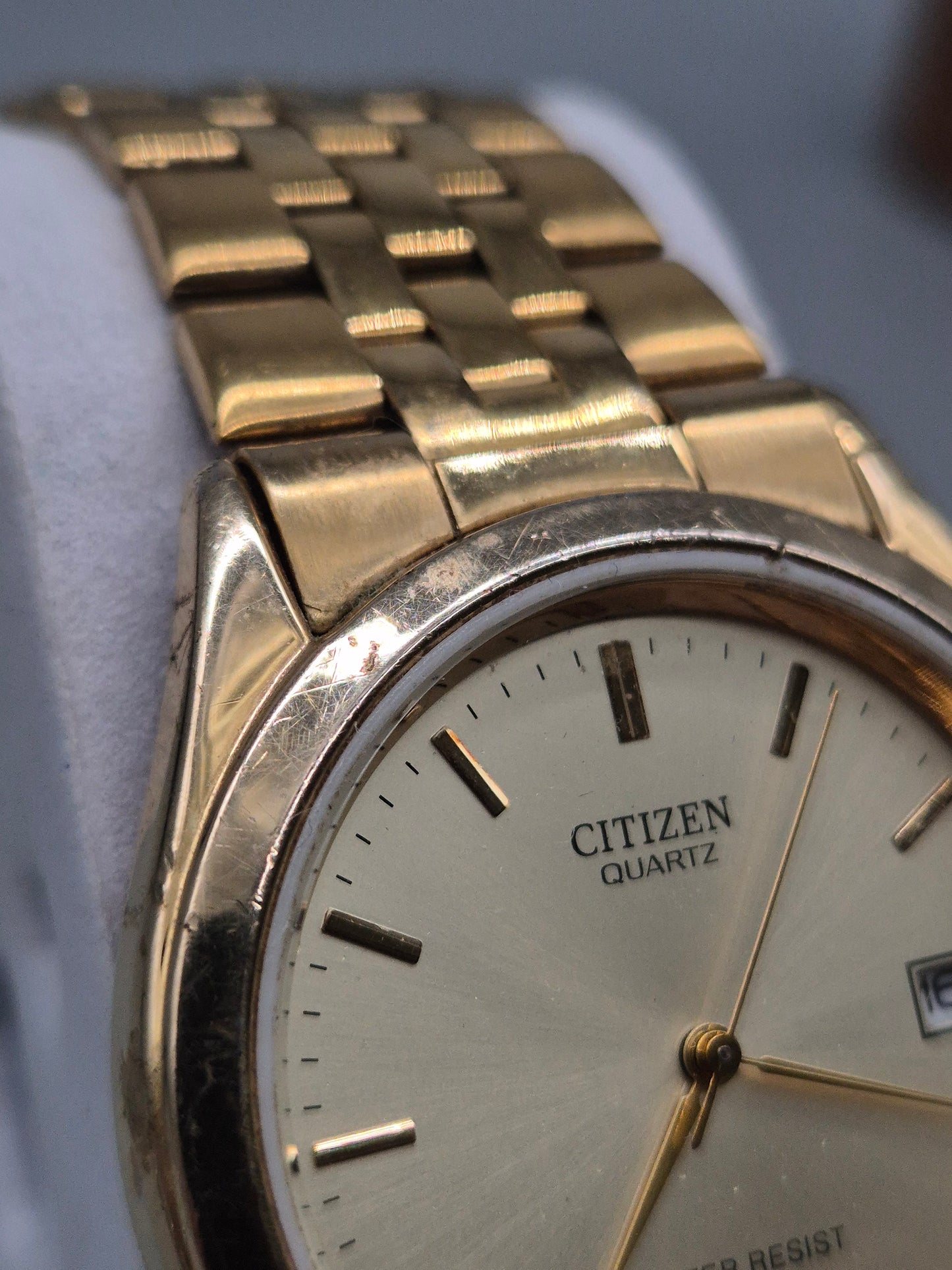 Citizen Herren Uhr – Gold‑Tone Quarz mit Datum, Vintage 5510er Serie
