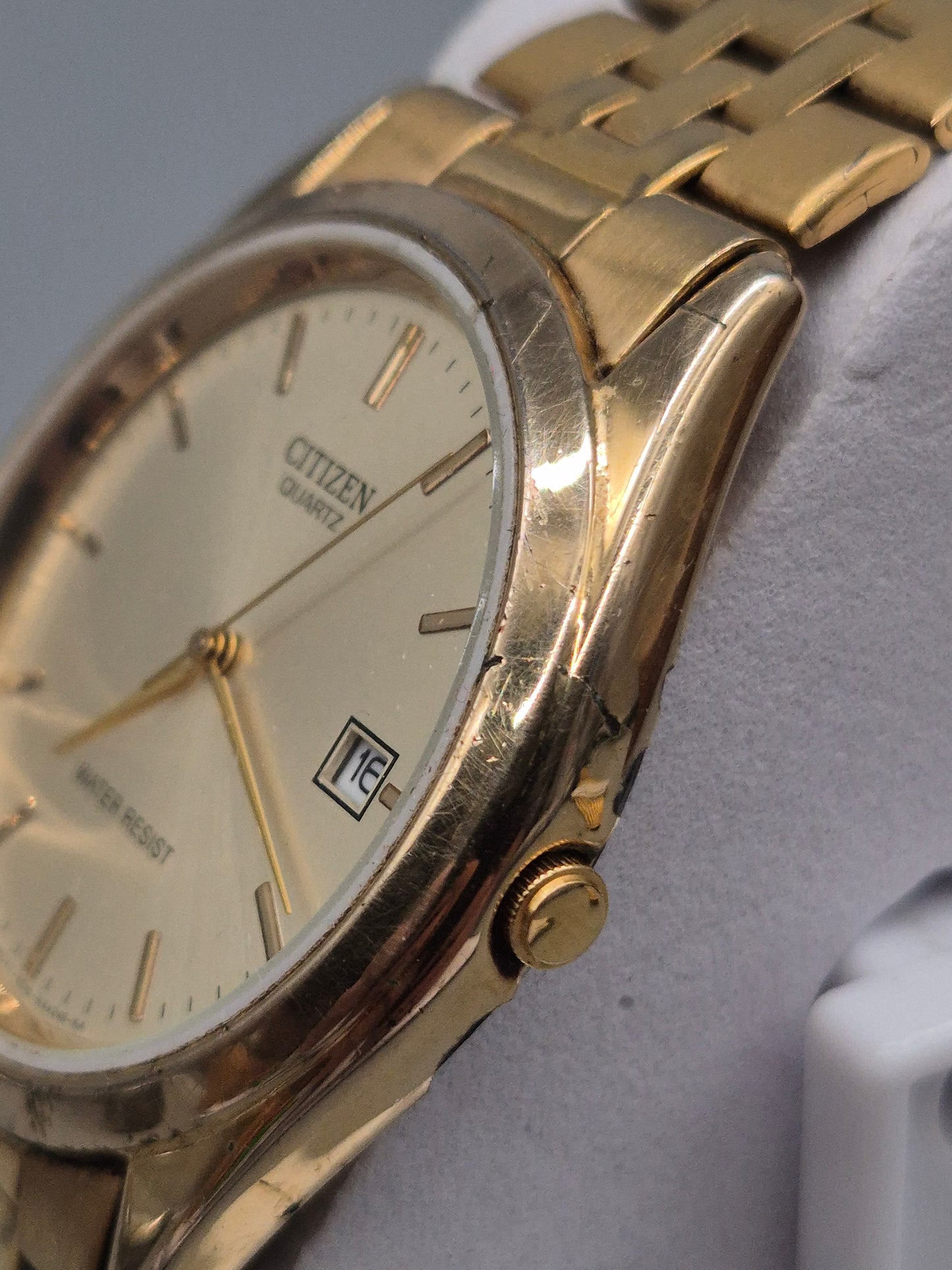 Citizen Herren Uhr – Gold‑Tone Quarz mit Datum, Vintage 5510er Serie