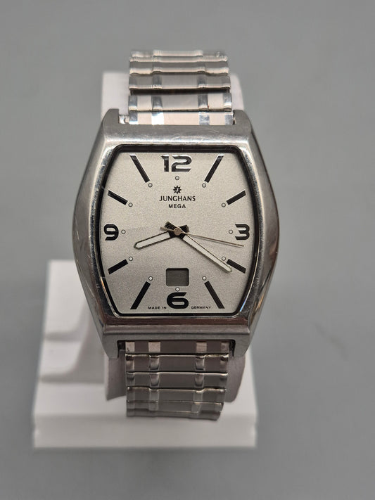 Junghans Herren Uhr – Mega Funk, Edelstahl, klassisches Tonneau‑Design