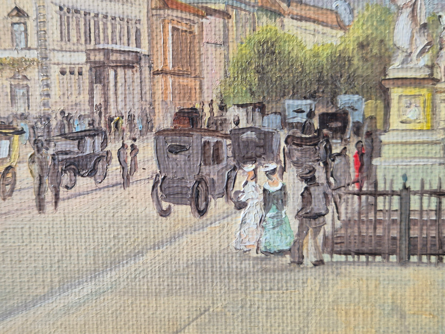 Ölgemälde Handsigniert Stadtbild Belebte Fußgängerzone Kuchel (XX)