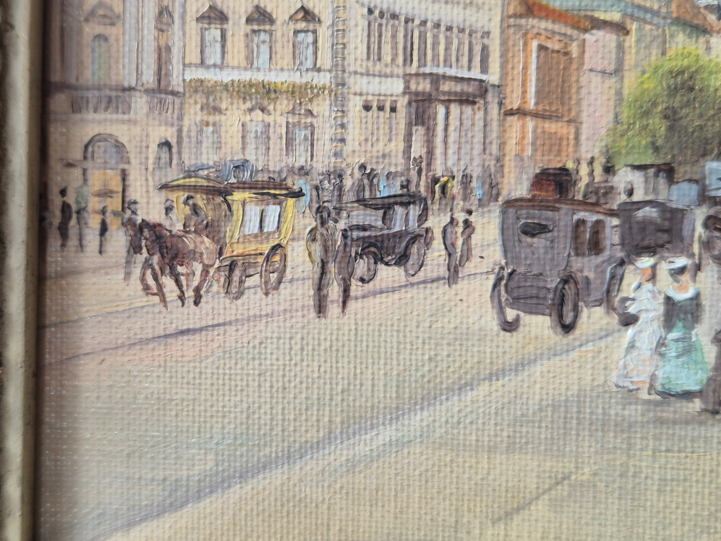 Ölgemälde Handsigniert Stadtbild Belebte Fußgängerzone Kuchel (XX)