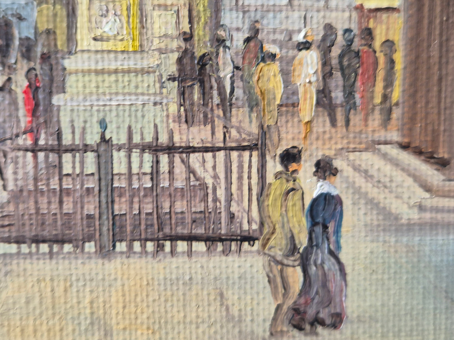 Ölgemälde Handsigniert Stadtbild Belebte Fußgängerzone Kuchel (XX)